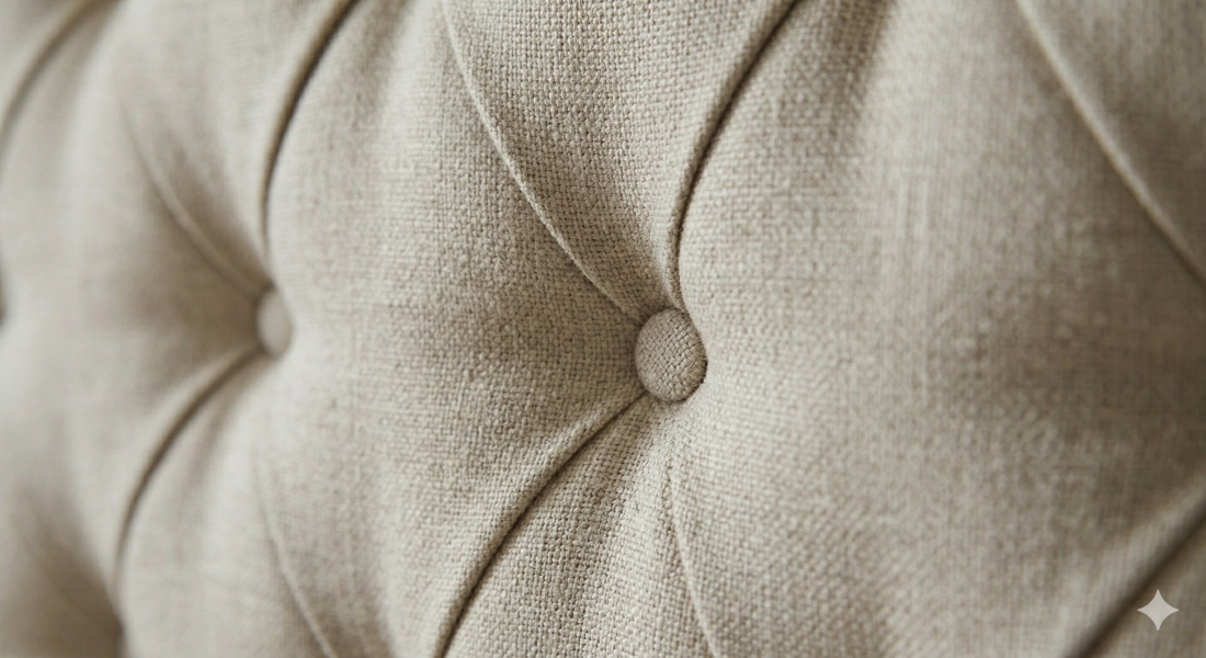 Tête de lit capitonnée losanges, finition tissu tendu